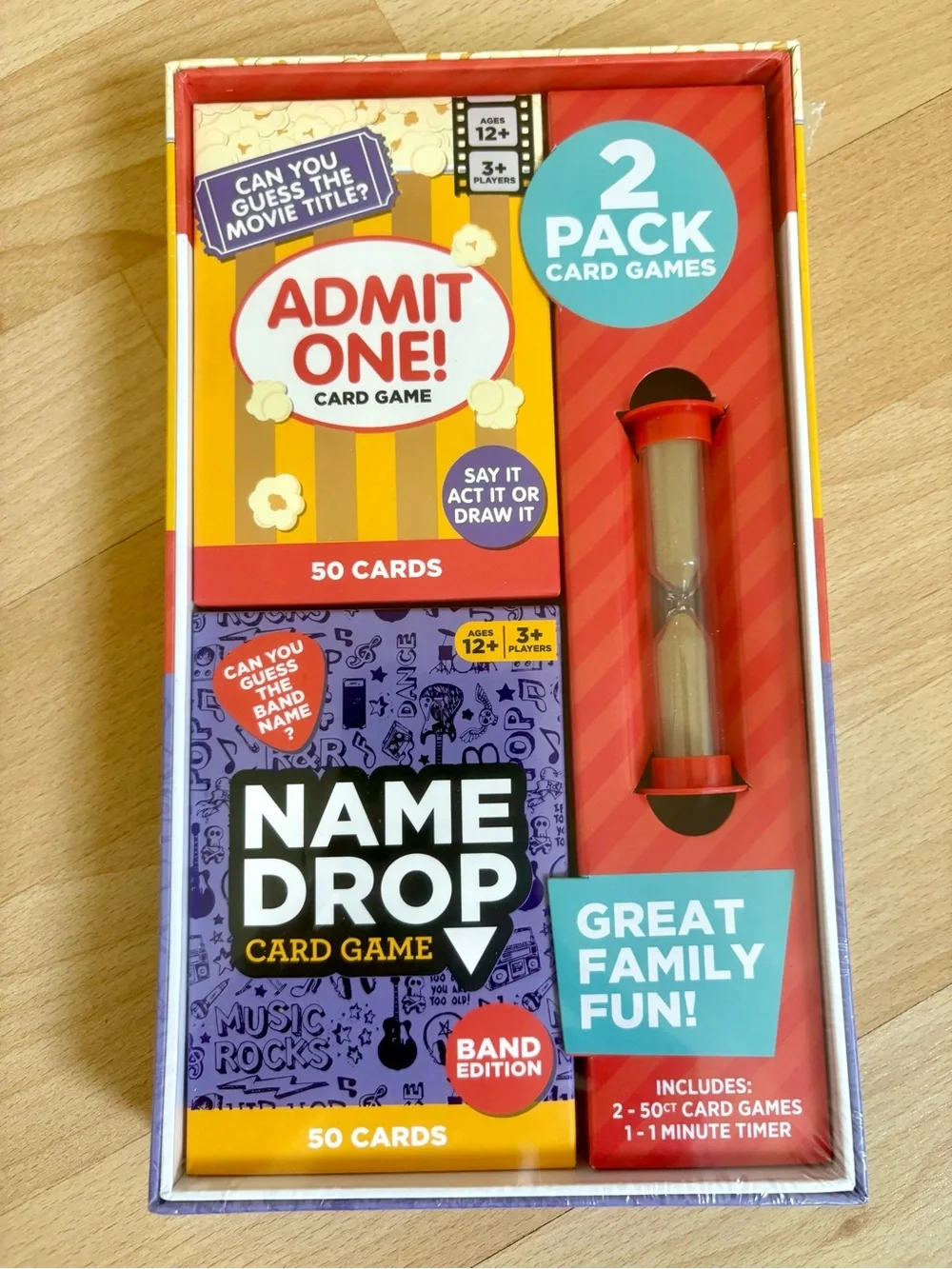 2-Pack Card Games Admit One & Name Drop with Timer | Family Game Night *NEW*